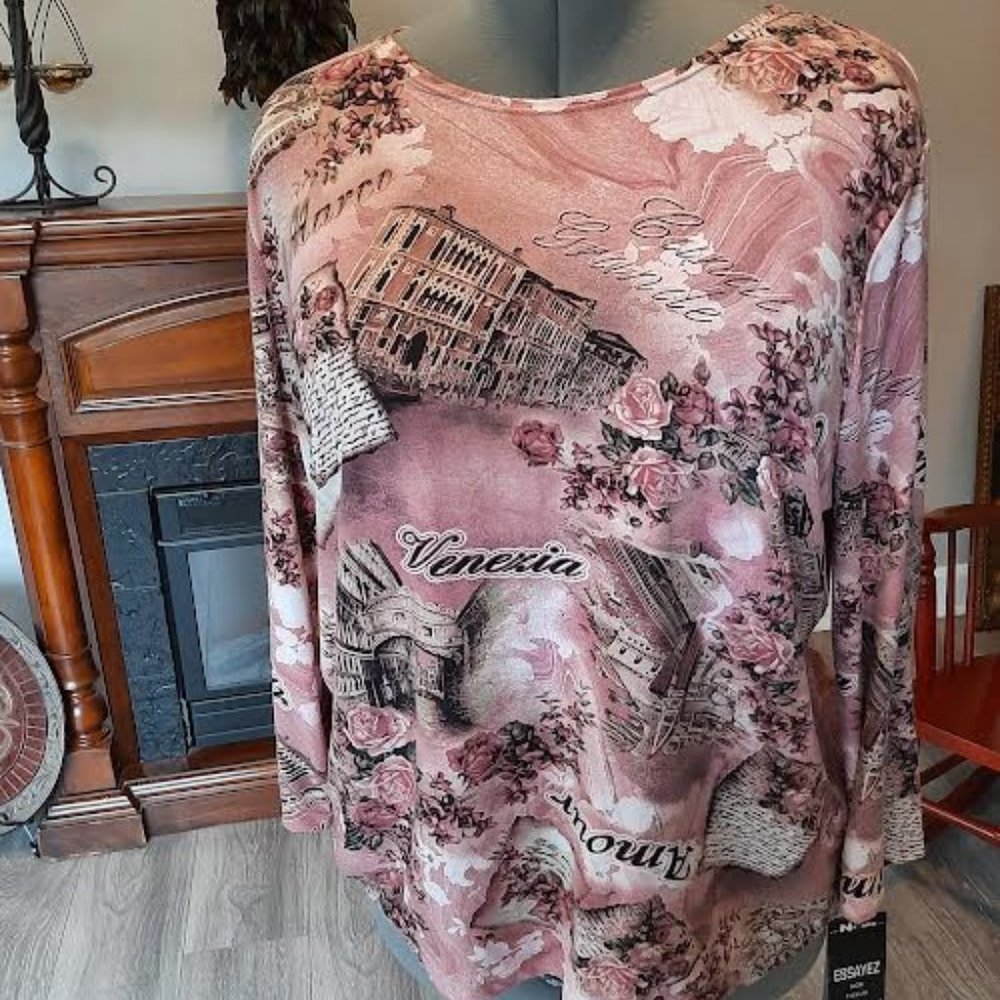 Nygard New With Tags, ladies size 18-20 long sleeve print shirt. Pink.